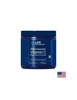 Ефервесцентен Витамин Ц + Магнезий кристали | Effervescent Vitamin C Magnesium Crystals | Life Extension, 180 гр прах