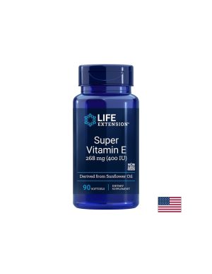 Витамин Е 268 мг 400 IU ( d-aлфа токоферол ) | Super Vitamin E | Life Extension, 90 софтгел капс.