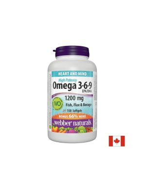 Омега 3-6-9 1200 мг | Оmega 3-6-9 Fish, Flax, Borage | Webber Naturals, 150  капс.