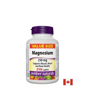 Магнезий Оксид, Малат, Глицерофосфат 250 мг | Magnesium | Webber Naturals, 210 каплети
