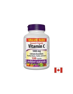 Буфериран Витамин Ц 1000 мг | Калциев аскорбат | Vitamin C Calcium Ascorbate | Webber Naturals, 120 капс.