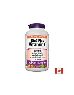 BioC Plus Vitamin C 500 mg - Витамин С 500 mg (буфериран) с Биофлавоноиди 60 mg, 220 софтгел капсули