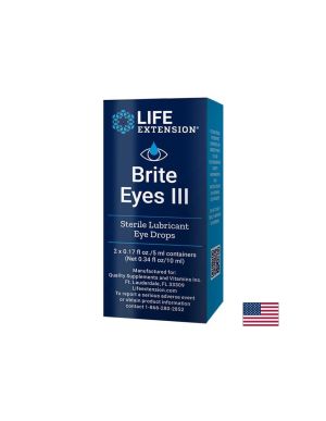 Brite Eyes III  - Стерилен овлажняващ разтвор за сухи и раздразнени очи, 2 флакона, 5 ml