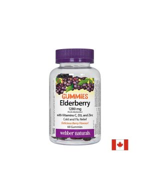 Черен бъз + Витамин Ц, Д3 и цинк | Elderberry, Zinc, Vitamin C | Webber Naturals, 60 желирани табл.