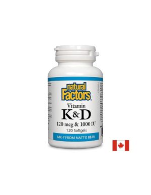 Витамин К2 + Д3 | K-2 120 mcg + D-3 1000 IU |  Natural Factors, 120 софтгел 