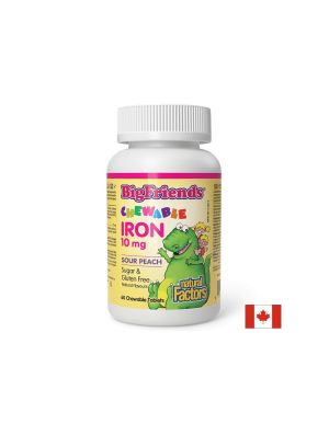 Желязо за деца 10 мг | Chewable Iron | Natural Factors, 60 дъвч. табл. с вкус на праскова