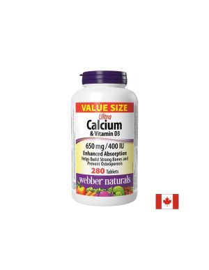 Ултра Калций 650 мг + Витамин Д3 400 IU | Ultra Calcium wit D3 | Webber, 280 табл.
