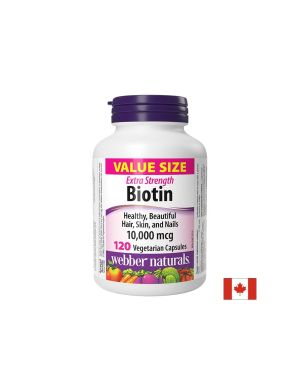 Биотин 10000 мкг | Biotin Extra Strength | Webber Naturals, 120 капс.
