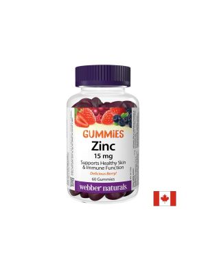 Цинк  Глюконат Гъми 15 мг | Zinc Gummies | Webber Naturals, 60 желирани табл.