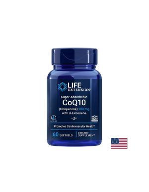 Коензим Q10 ( убиквинон ) 100 мг + d-Лимонен | Super-Absorbable CoQ10 | Life Extension, 60 софтгел капс.
