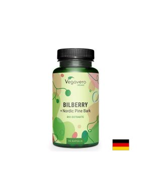Черна боровинка + екстракт от Бор | Bilberry + Nordic Pine Bark BIO Extrakte | Vegavero, 90 капс.