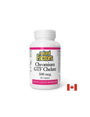  Хром Хелат 500 мкг | Chromium  Chelate GTF | Natural Factors, 90 таблетки