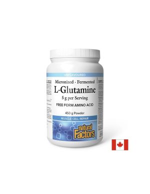 Л - Глутамин (микронизиран)  | Micronized L-Glutamine | Natural Factors, 450 гр / 90 дози