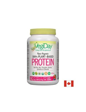 Био Растителен Протеин | Organic Plant Protein VegiDay | Natural Factors , 936 g, 30 дози, с вкус на горски плодове