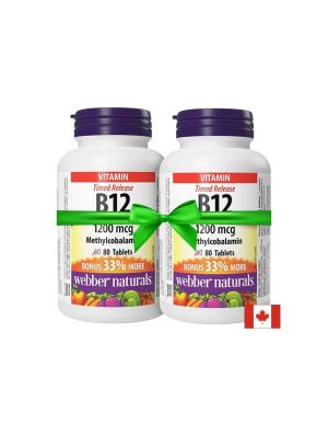 2х Витамин Б12 (метилкобаламин) 1200 мкг | 2x B12 Methylcobalamin | Webber х 80 табл. с удълж. освобожд.
