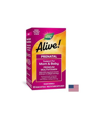 Alive! - Алайв Премиум мултивитамини за бременни с растителна DHA, 60 софтгел капсули Nature’s Way
