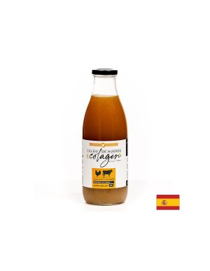 Костен бульон -Био Телешки и Пилешки костен бульон | С куркума, джинджифил, ябълков оцет и хималайска сол | Ecolagen, 1 литър 