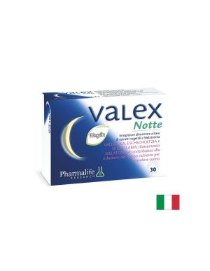 Валериана 500 mg + Мелатонин 1 mg + Калифорнийски мак – По-бързо заспиване и спокоен сън, Valex Notte, 30 таблетки