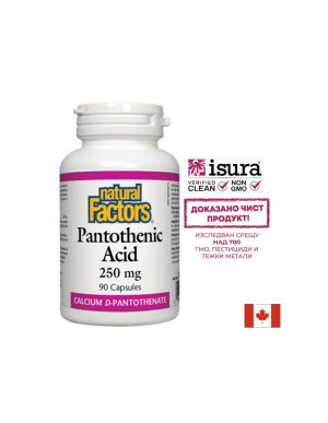 Pantothenic Acid - Пантотенова киселина / Витамин В5 (калциев д-пантотенат), 250 mg, 90 капсули Natural Factors