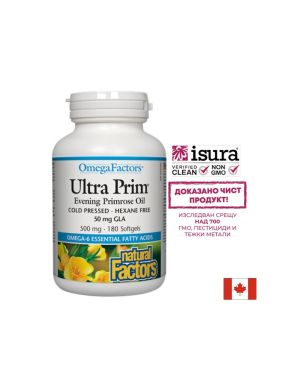 Вечерна иглика масло 500 мг | Evening Primrose Oil | Natural Factors, 180 капс.