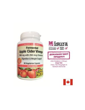 Ябълков Оцет 500 мг + Хром Пиколинат 250 мкг | Apple Cider Vinegar & Chromium Picolinate | Natural Factors, 90 капс.