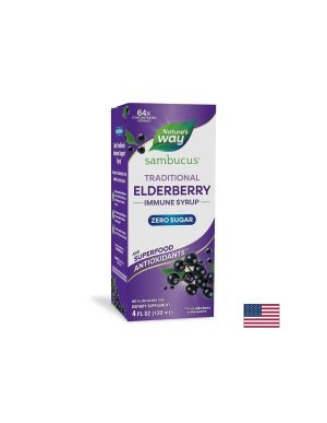 Самбукус сироп  от Черен бъз без захар | Sambucus Sugar Free Syrup | 120 ml Nature’s Way, 120 мл.