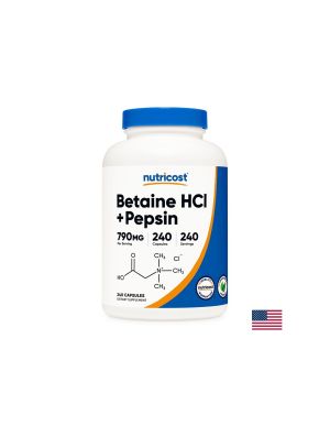 Бетаин хидрохлорид + Пепсин | Betaine HCL + Pepsin | Nutricost, 240 капс.