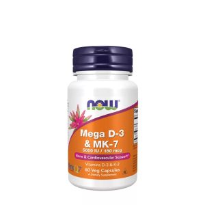 Витамин Д3 5000 + К2 180 мкг | Mega D-3 & MK-7 | Now Foods, 60 капс.