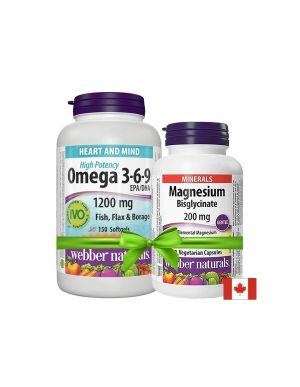 Омега 3-6-9 есенциални мастни киселини, 1200 mg х 150 софтгел капсули + подарък магнезий бисглицинат, 200 mg x 60 капсули