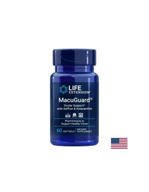 MacuGuard® В подкрепа на очното здраве (с невен, шафран и астаксантин), 60 софтгел капсули