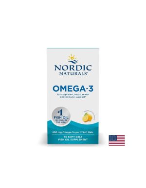 Omega-3 омега-3 345 mg, 60 софтгел капсули с вкус на лимон, Nordic Naturals