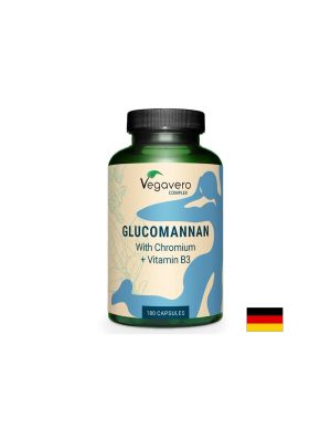 Глюкоманан (4000 mg) с хром и витамин В3 – Отслабване, контрол на кръвната захар и холестерола, 180 капсули