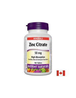 Цинк Цитрат 50 мг | Zinc Citrate  | Webber Naturals, 180 табл.