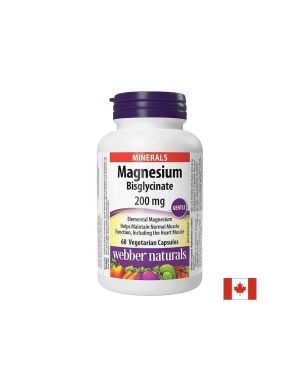 Магнезий  Бисглицинат 200 мг | Magnesium Bisglycinate | Webber Naturals, 60 капс.
