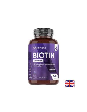 Биотин 12 000 мкг | Витамин Б7 | Biotin, Vitamin B7 | WeightWorld, 365 табл.