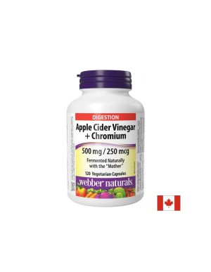 Ябълков оцет 500 мг + Хром 250 мкг | Apple Cider Vinegar + Chromium | Webber Naturals, 120 капс.