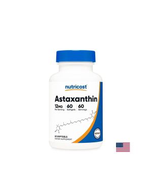 Астаксантин 12 мг | Astaxanthin | Nutricost, 60 софтгел капс.