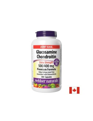 Глюкозамин 1500 мг + Хондроитин 1200 мг + Витамин Д3 1000 IU | Glucosamine + Chondroitin + D3 | Webber Naturals, 300 капс.