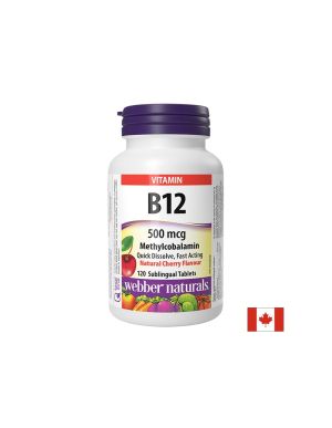 Витамин Б12, Метилкобаламин 500 мкг. | B12 Methylcobalamin | Webber Naturals, 120 табл.