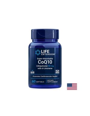 Коензим Q10 ( убиквинон ) 50 мг + d-Лимонен | Super-Absorbable CoQ10 | Life Extension, 60 софтгел капс.