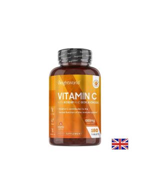 Витамин Ц 1000 мг + Шипка и биофлавоноиди | Vitamin C with Rosehip and Bioflavonoids | WeightWorld, 180 табл.