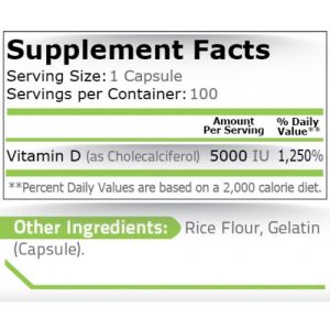 Витамин Д3 | Vitamin D-3 5000 IU | Pure Nutrition, 100 капс 