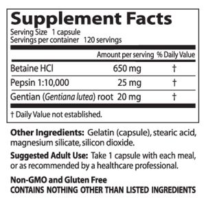  Бетаин с пепсин | Betaine HCL Pepsin and Gentian Bitters | Doctor's Best, 360 капс