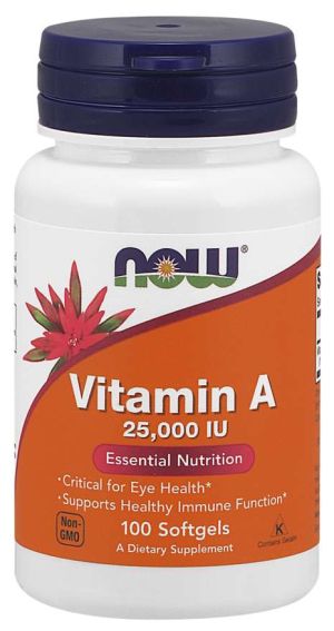 Витамин A 25 000 IU | Vitamin A | Now Foods, 100 Дражета 