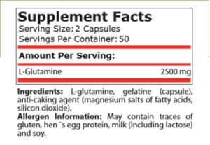 Л-Глутамин 1250 мг | L-Glutamine |Pure Nutrition, 100 капс