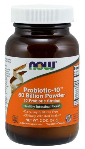 Пробиотик на прах | 50 милиарда | Probiotic-10 | Now Foods, 57 гр. 