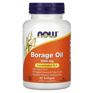 Масло от Пореч 1000 мг | Borage Oil GLA | Now Foods, 60 драж 