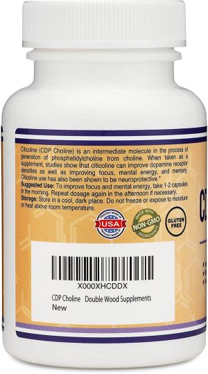 Цитиколин 300 мг | CDP Choline (Citicoline) | Double Wood, 60 капс. 