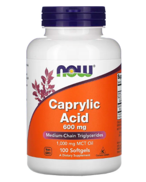 Каприлова Киселина 600 мг | Caprylic Acid | Now Foods, 100 драж. 