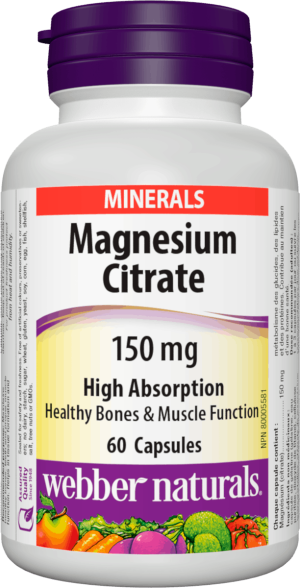 Магнезий цитрат  150 мг | Magnesium Citrate | Webber Naturals, 60 капсули 